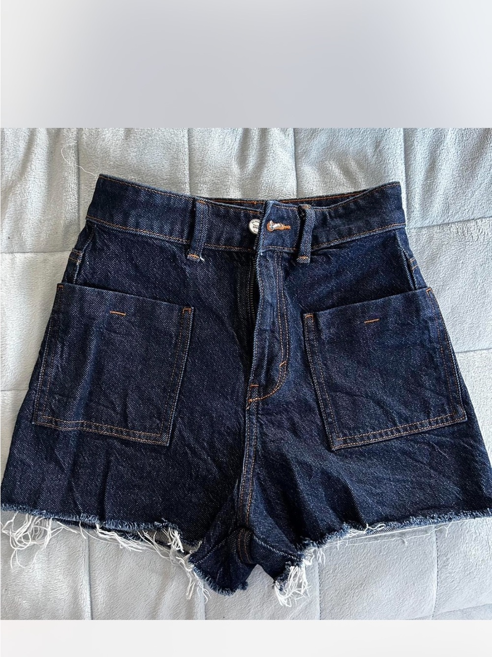 Dark Indigo High-Waist Denim Shorts